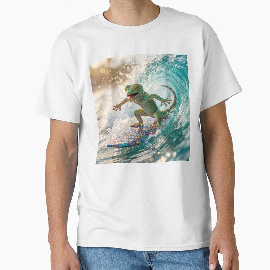 Gecko Surfs the Waves by Tridentulus - Adult & Kids T-Shirts, Sweatshirts & Hoodies apparel design preview 1