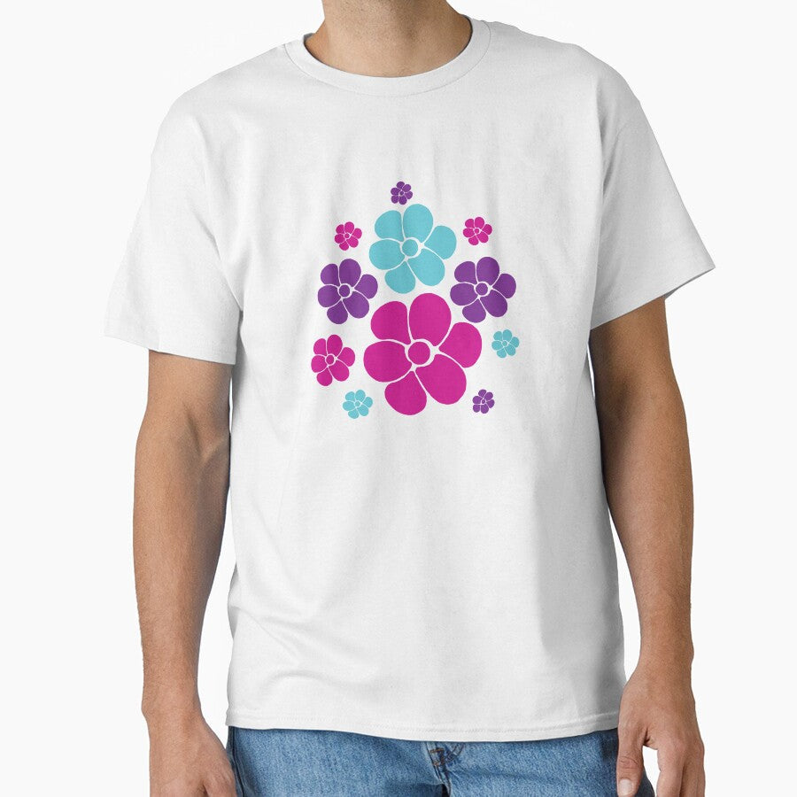 Flower Pattern Pink, Purple, Blue and Black by - Adult & Kids T-Shirts, Sweatshirts & Hoodies apparel design preview 1