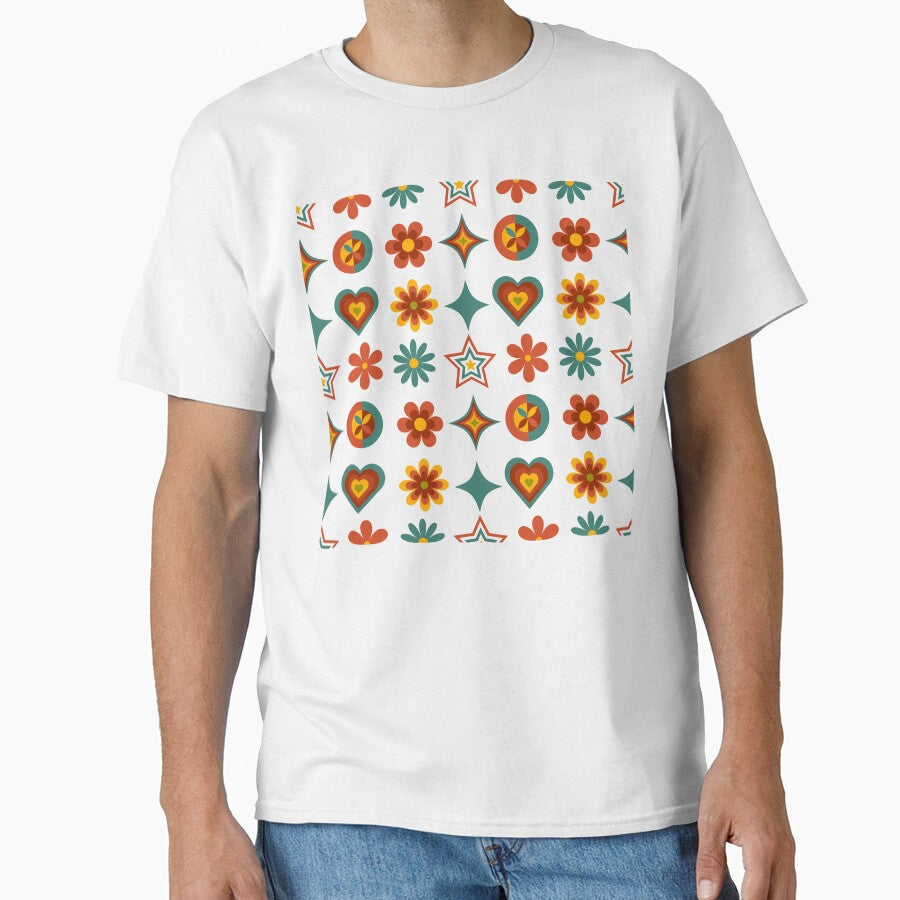 Retro Floral Geometric Pattern 70s Vibe Design by - Adult & Kids T-Shirts, Sweatshirts & Hoodies apparel design preview 1