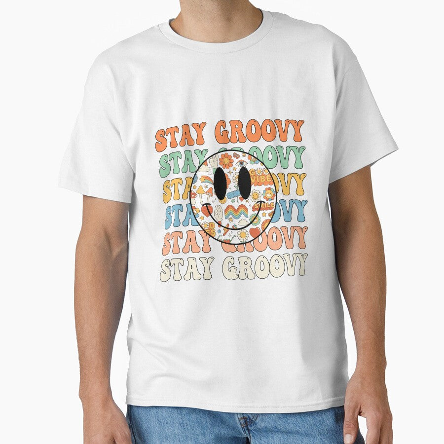 Smile Stay Groovy Retro Colorful Block Letter Floral - Adult & Kids T-Shirts, Sweatshirts & Hoodies apparel design preview 1