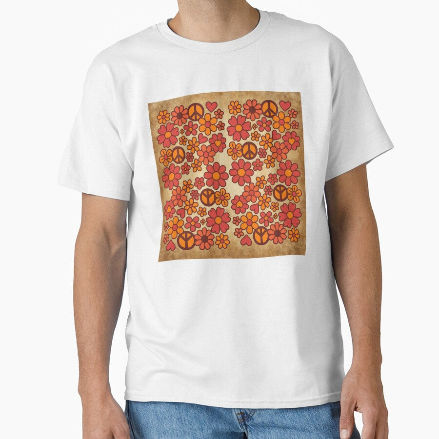 Groovy 70s style flower pattern, retro color palette - Adult & Kids T-Shirts, Sweatshirts & Hoodies apparel design preview 1