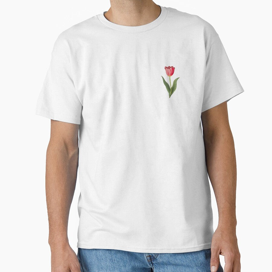 Single Red Tulip Drawing with Soft Elegant Details by - Adult & Kids T-Shirts, Sweatshirts & Hoodies apparel design preview 1