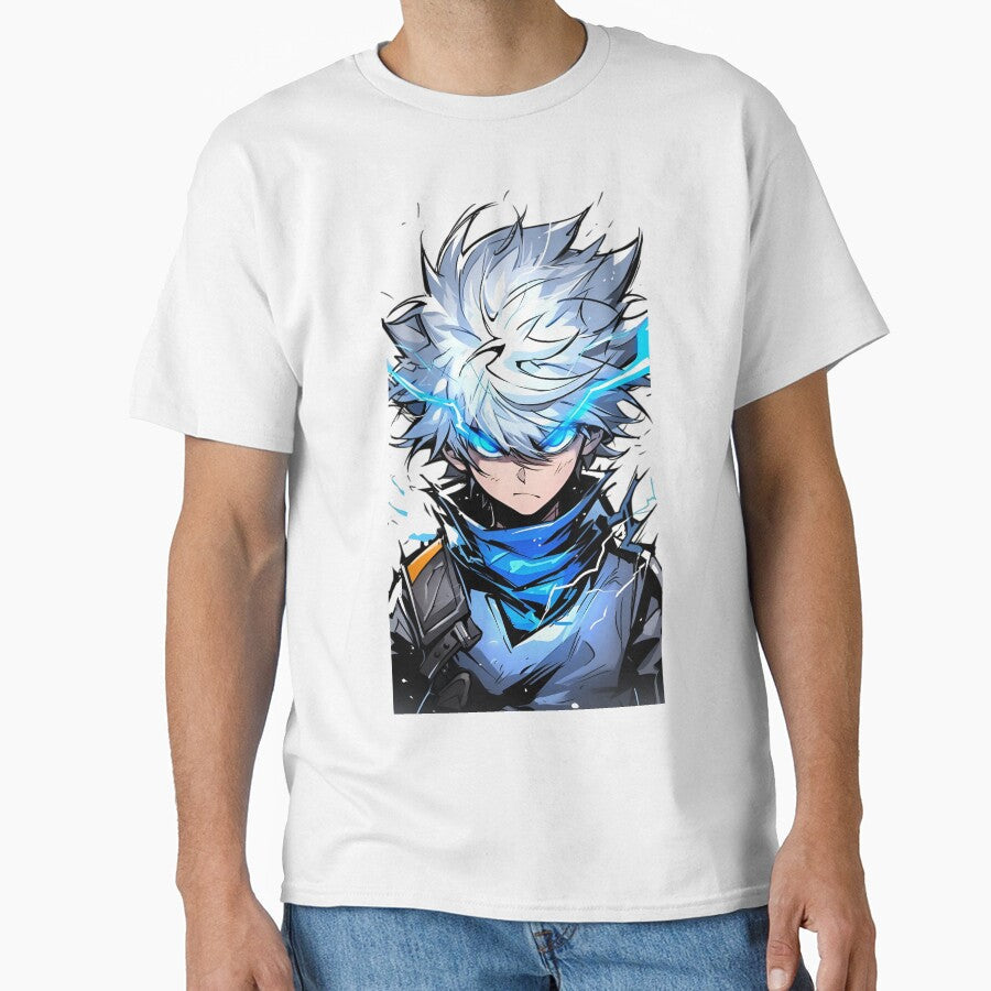 Blue Lightning Anime Warrior Dark Manga Style - Adult & Kids T-Shirts, Sweatshirts & Hoodies apparel design preview 1