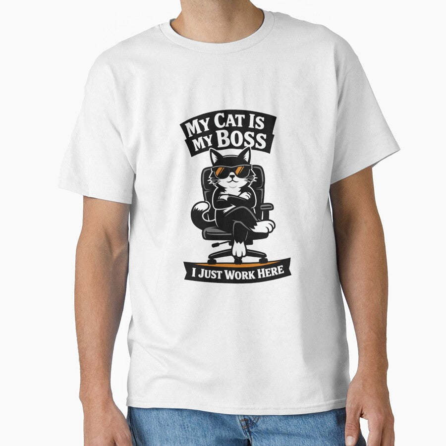 Funny Cat Boss My Is I Just Work Here Humor Design by - Adult & Kids T-Shirts, Sweatshirts & Hoodies apparel design preview 1