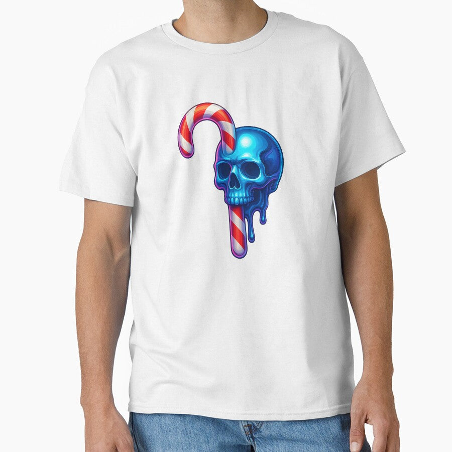 Candy Cane Skull Neon Christmas by Savannarojas - Adult & Kids T-Shirts, Sweatshirts & Hoodies apparel design preview 1