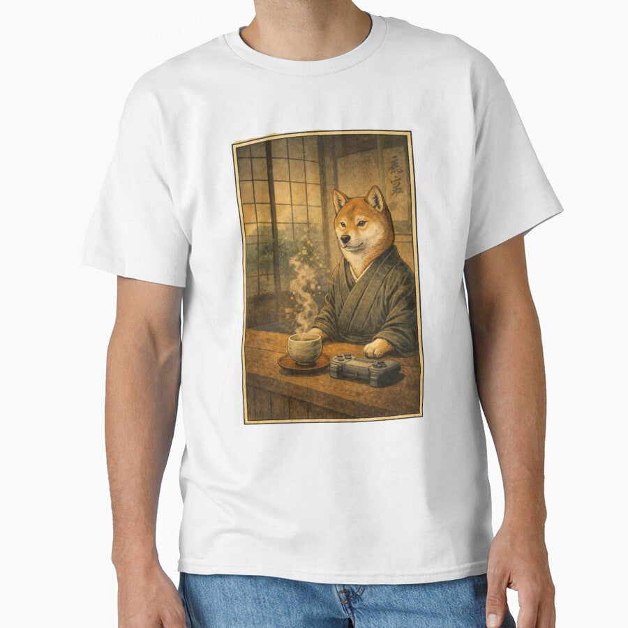 Zen Gamer Shiba Samurai Dog Digital Art Japanese - Adult & Kids T-Shirts, Sweatshirts & Hoodies apparel design preview 1