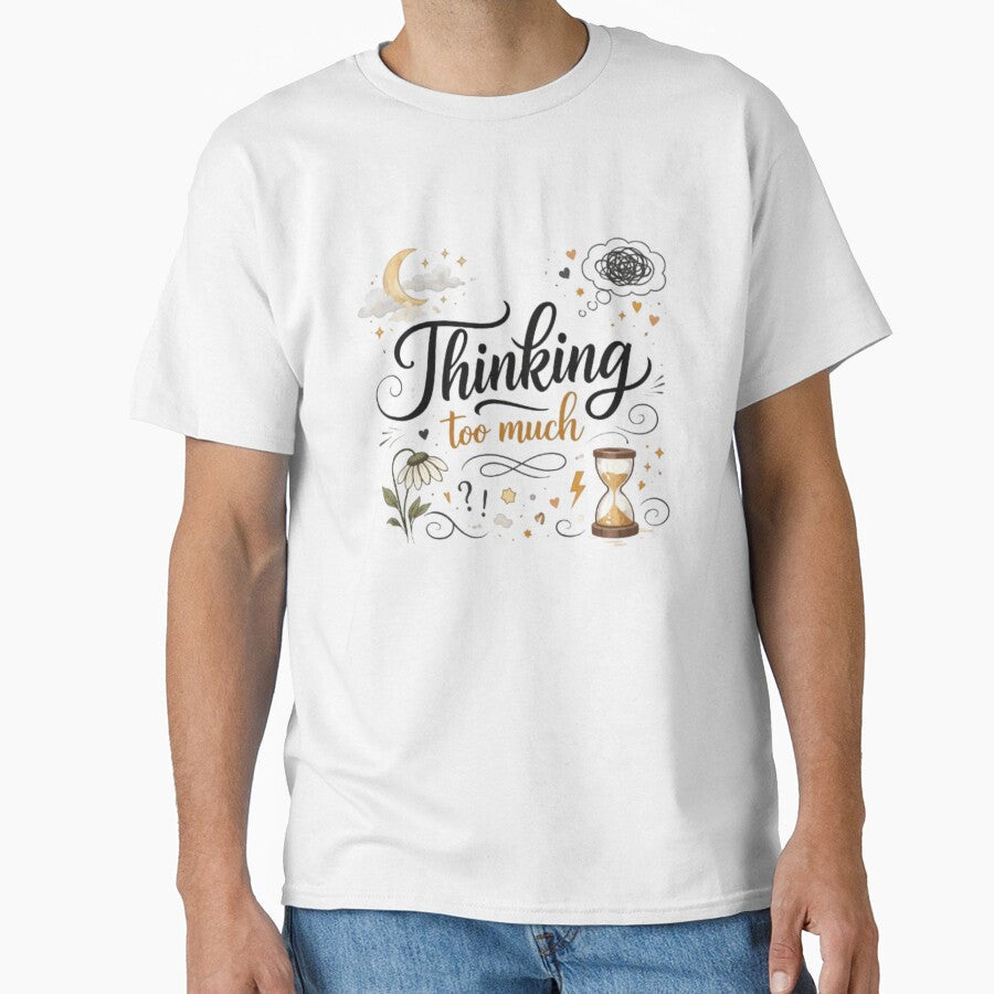 Thinking Too Much Minimal Aesthetic Mental Health - Adult & Kids T-Shirts, Sweatshirts & Hoodies apparel design preview 1