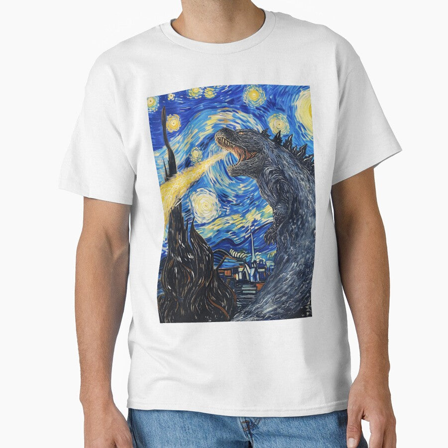 Vincent Van Gojira, Goghzilla, Godzilla Destroying - Adult & Kids T-Shirts, Sweatshirts & Hoodies apparel design preview 1