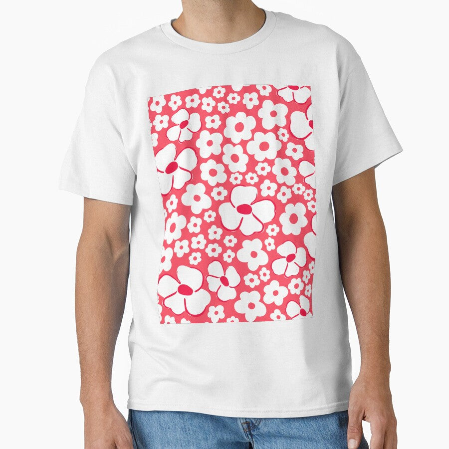 Big cute florals bright red danish style flowers - Adult & Kids T-Shirts, Sweatshirts & Hoodies apparel design preview 1