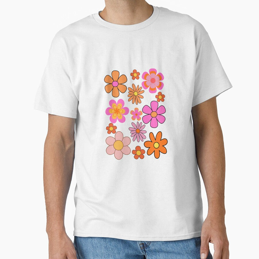 Orange, Pink Retro Style Funky Floral Design by - Adult & Kids T-Shirts, Sweatshirts & Hoodies apparel design preview 1