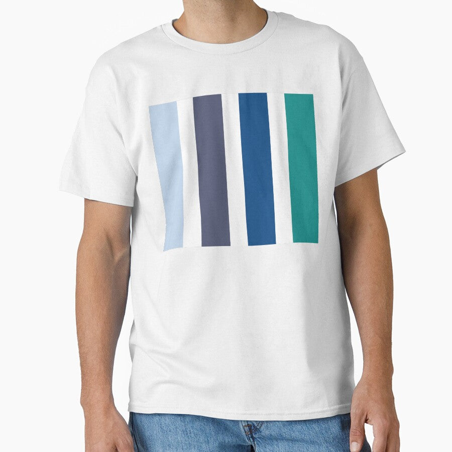 Retro Stripes; Baby Blue, Navy, White, Turquoise by - Adult & Kids T-Shirts, Sweatshirts & Hoodies apparel design preview 1