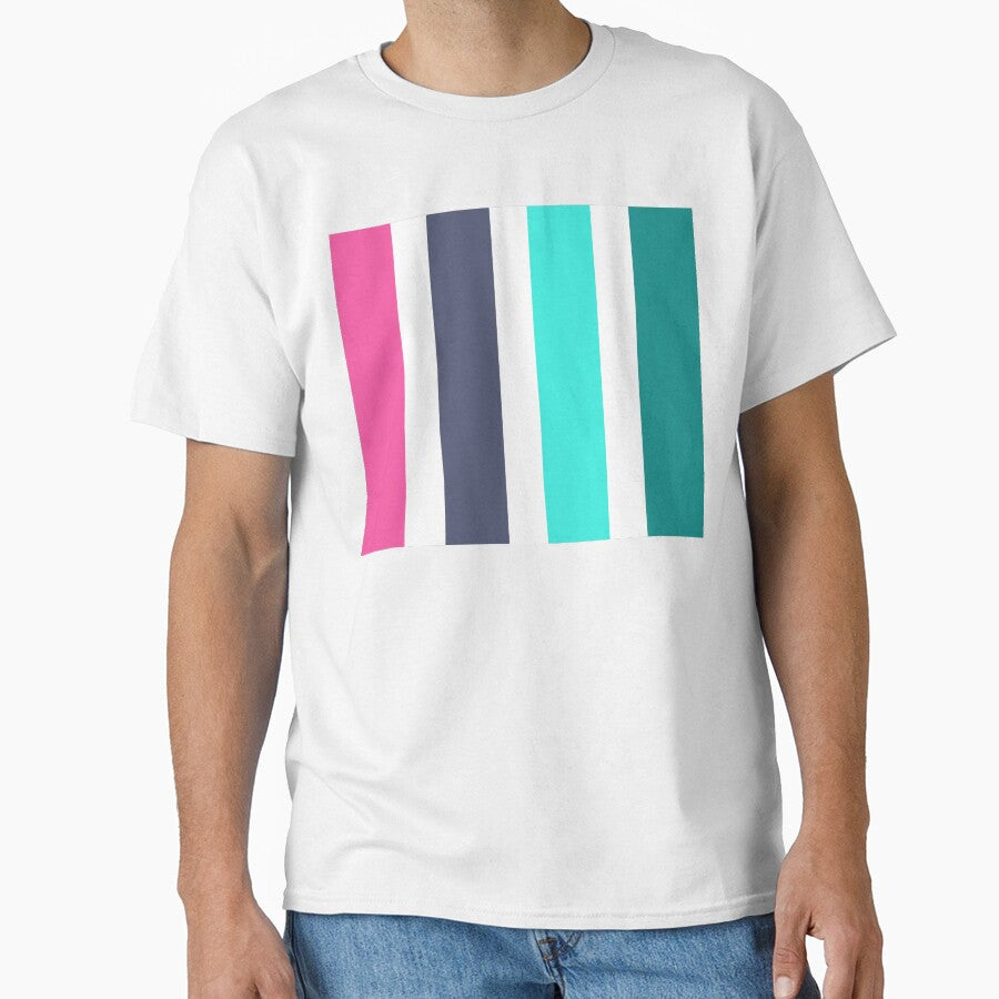 Retro Stripes; Pink, White, Navy, Turquoise by - Adult & Kids T-Shirts, Sweatshirts & Hoodies apparel design preview 1