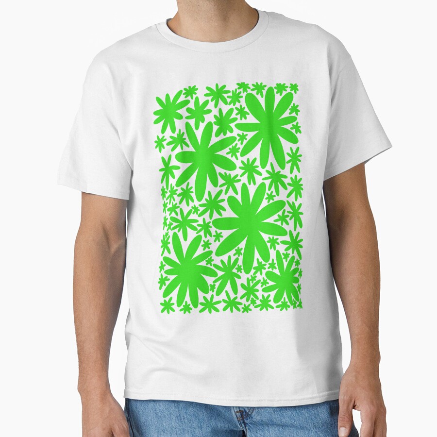 Simple Groovy Retro Flowers Green by PDMT - Adult & Kids T-Shirts, Sweatshirts & Hoodies apparel design preview 1