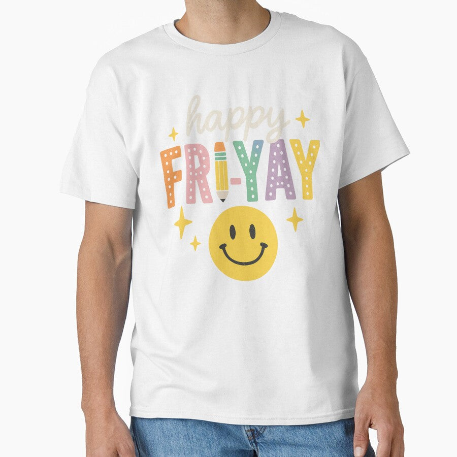 Happy Fri-Yay Neon Pastel Retro Weekend Design by - Adult & Kids T-Shirts, Sweatshirts & Hoodies apparel design preview 1