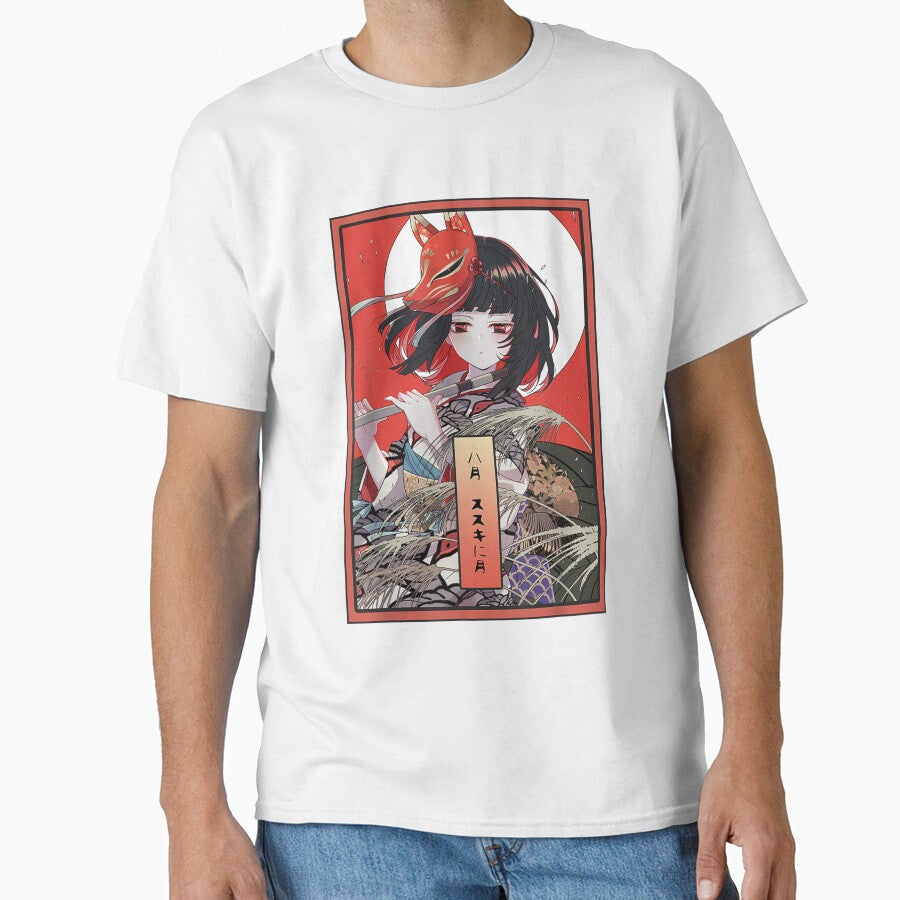 Japanese Aesthetic Anime Girl Kawaii Kitsune Mask - Adult & Kids T-Shirts, Sweatshirts & Hoodies apparel design preview 1