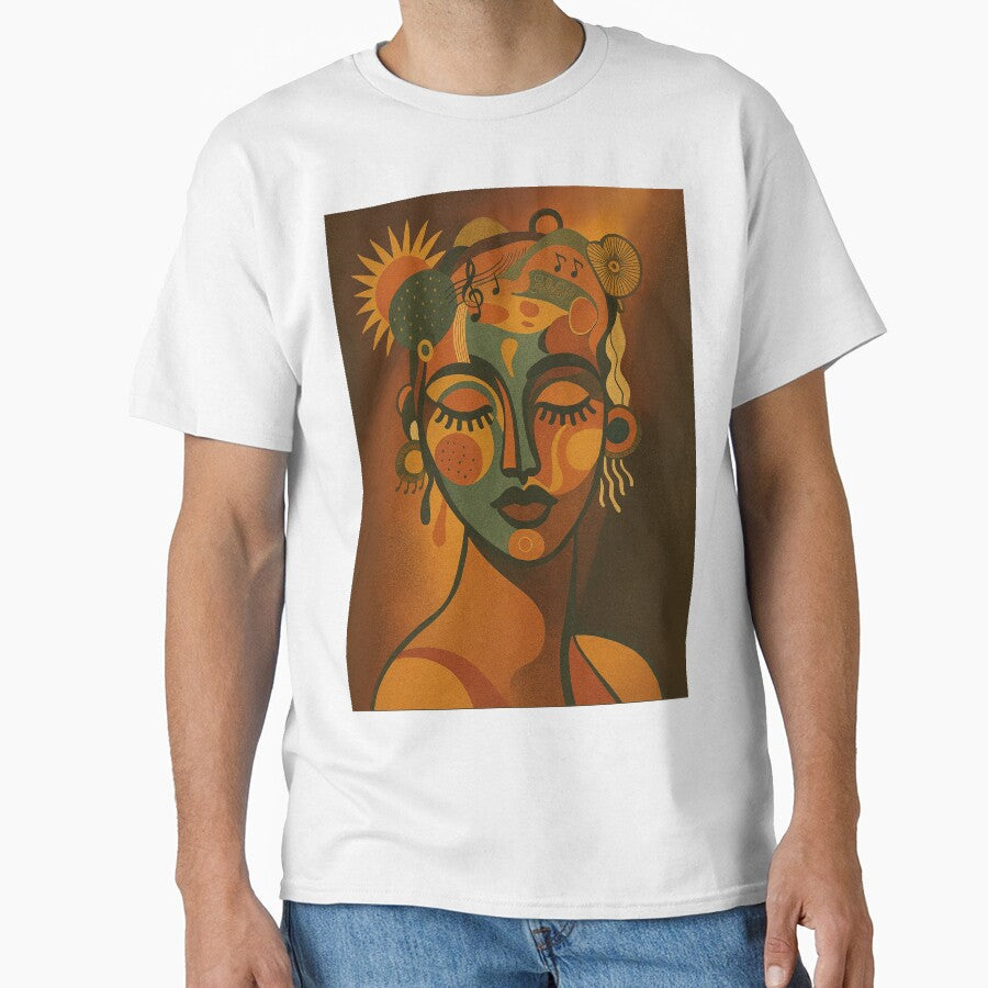 Abstract face woman vintage tones Solstice Notes by - Adult & Kids T-Shirts, Sweatshirts & Hoodies apparel design preview 1