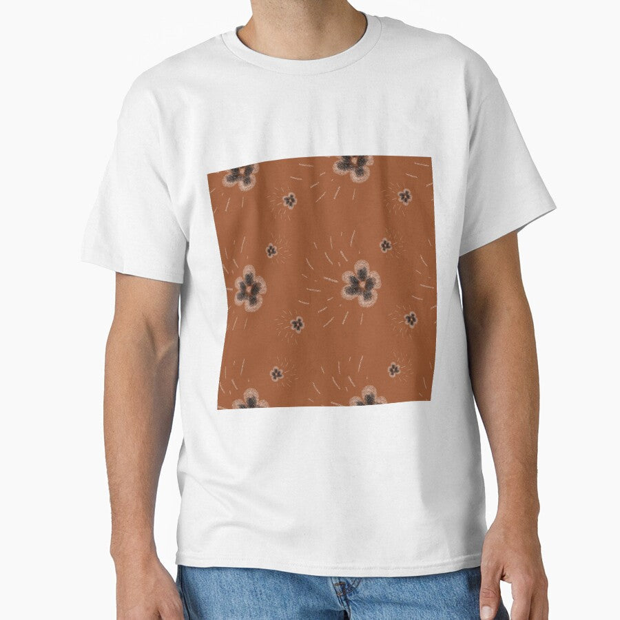 Flower flora stroke simple sketch brown pattern by - Adult & Kids T-Shirts, Sweatshirts & Hoodies apparel design preview 1