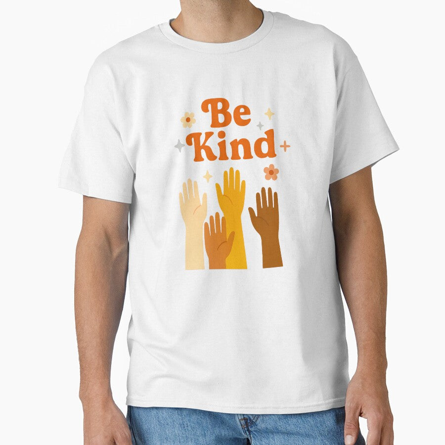 Be Kind Retro Flat Style Hands Illustration by - Adult & Kids T-Shirts, Sweatshirts & Hoodies apparel design preview 1