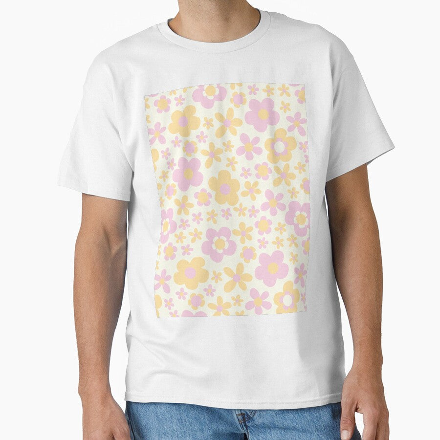 PASTEL PINK AND PEACH BOHO RETRO FLOWERS by - Adult & Kids T-Shirts, Sweatshirts & Hoodies apparel design preview 1