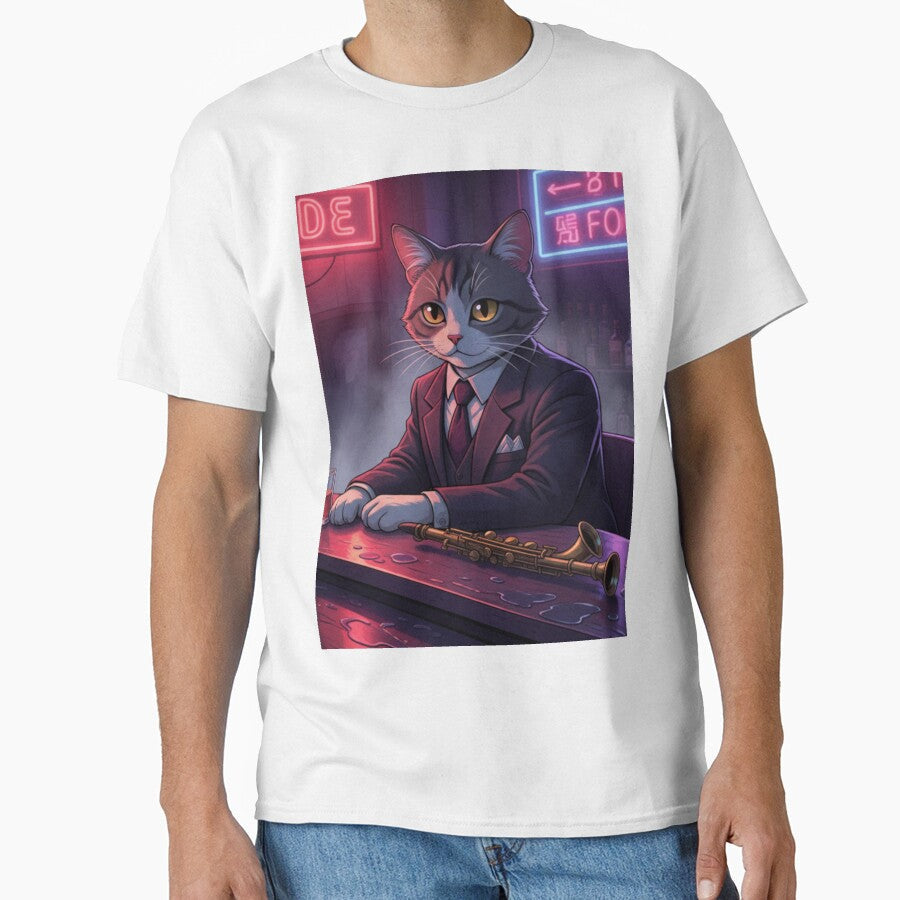 Jazz Bar Cat Lounge Retro City by Neko-Doodle-co - Adult & Kids T-Shirts, Sweatshirts & Hoodies apparel design preview 1
