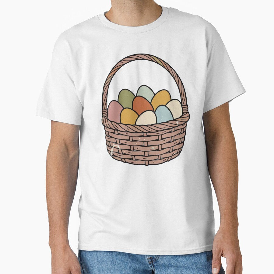 Vintage 70s Pastel Easter Eggs Basket by urbinet - Adult & Kids T-Shirts, Sweatshirts & Hoodies apparel design preview 1