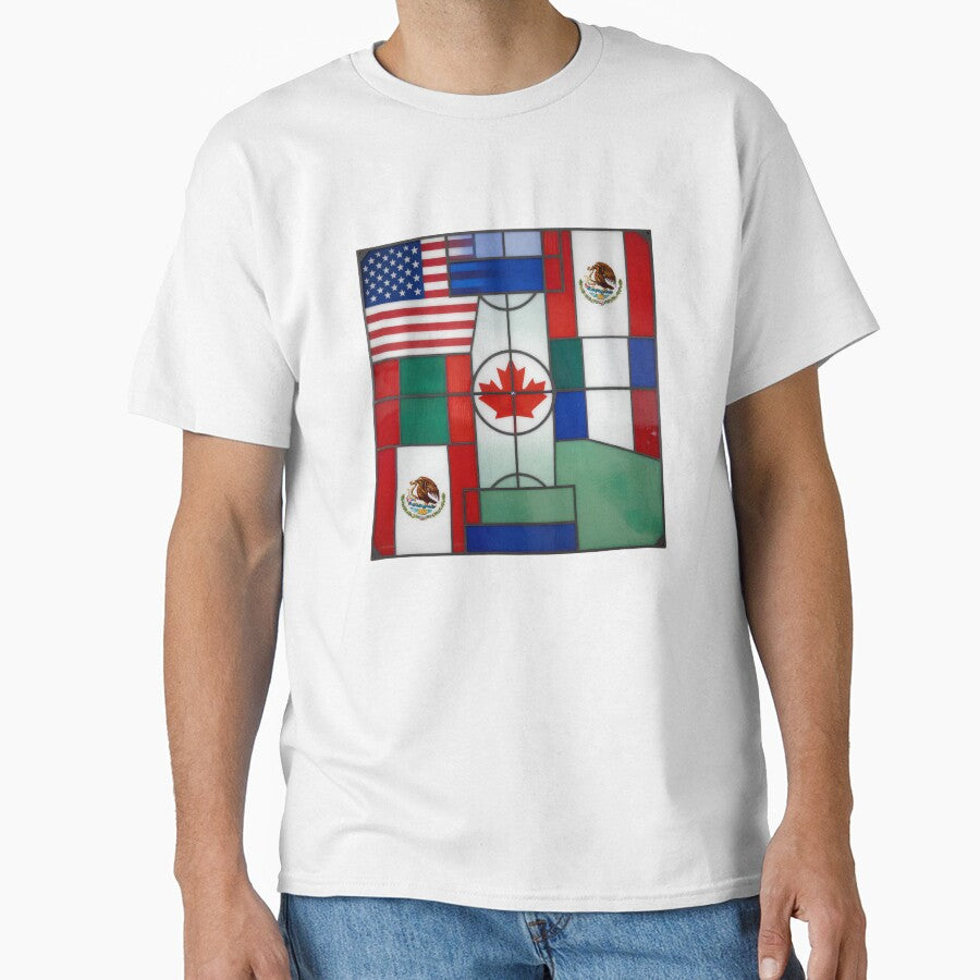 North America Soccer Pitch Stained Glass Art by - Adult & Kids T-Shirts, Sweatshirts & Hoodies apparel design preview 1