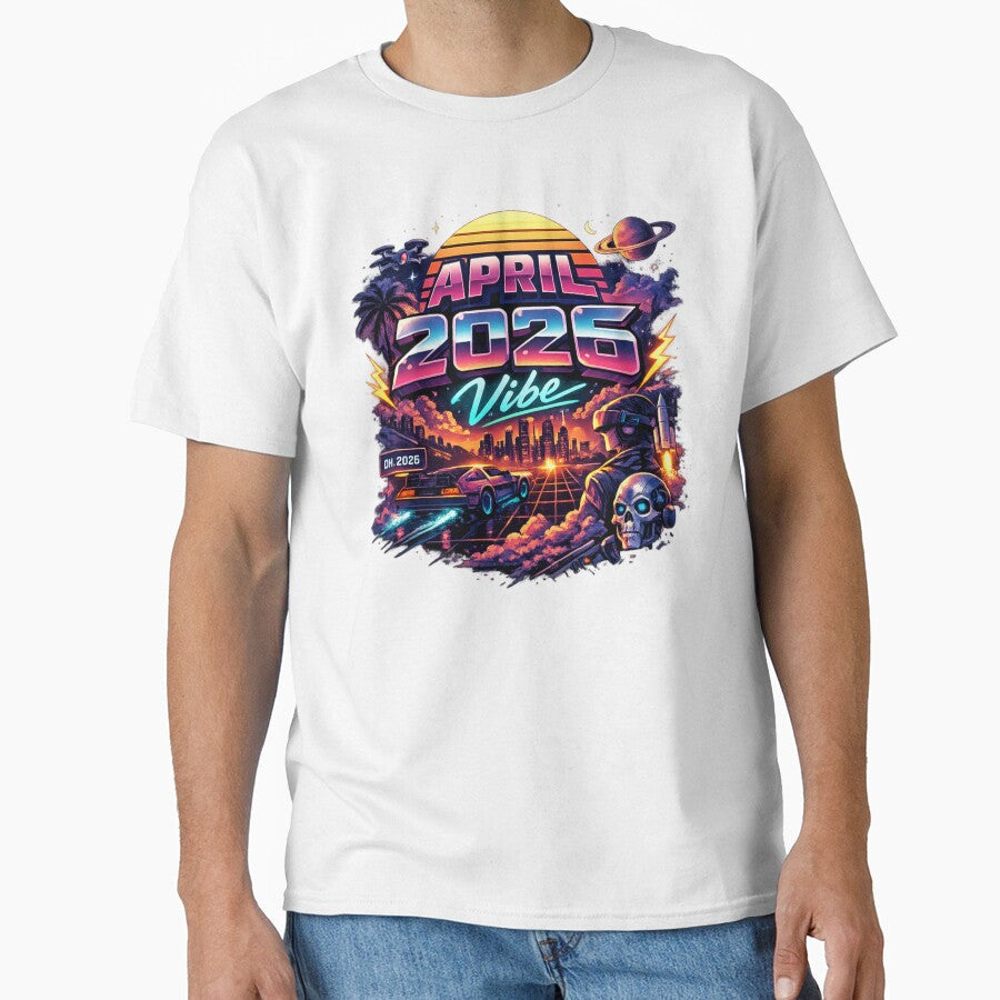 April 2025 Vibe Retro Synthwave Neon by PrintRavista - Adult & Kids T-Shirts, Sweatshirts & Hoodies apparel design preview 1