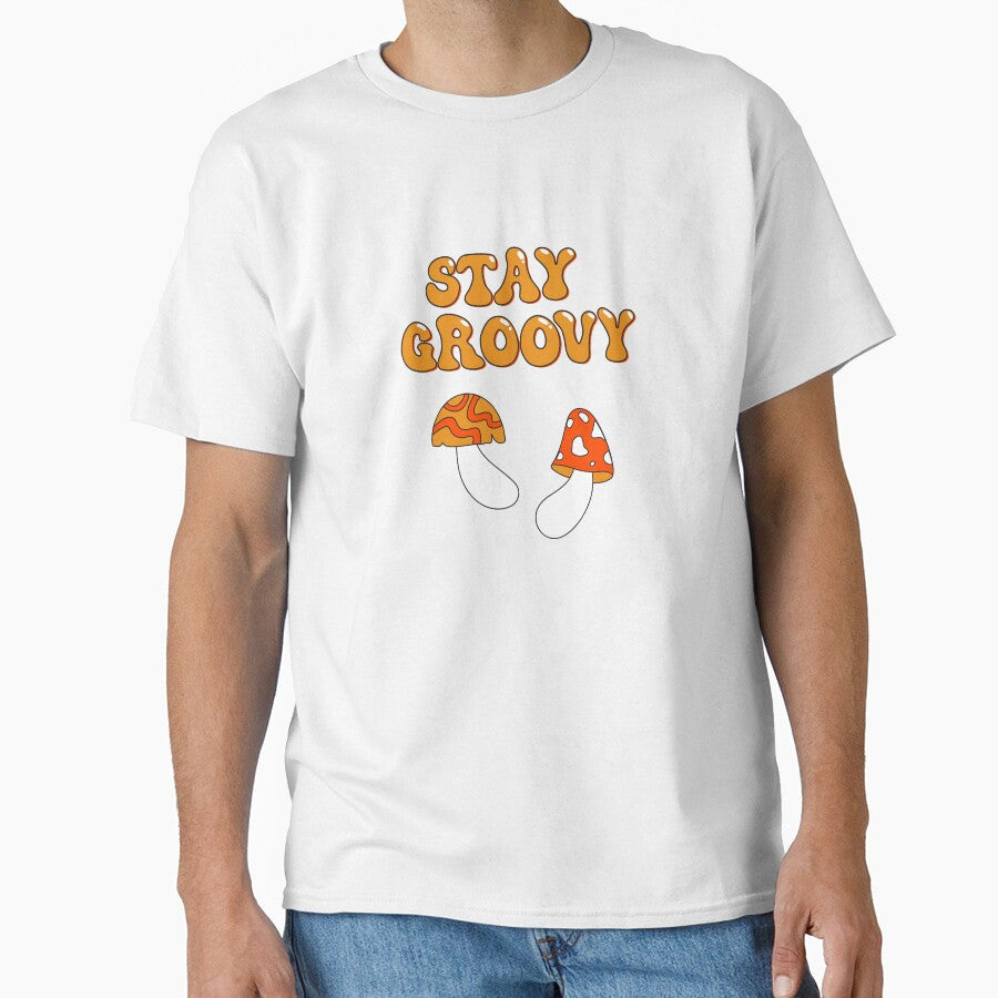 Stay Groovy. Cute Hippie Mushrooms Art 60s 70s - Adult & Kids T-Shirts, Sweatshirts & Hoodies apparel design preview 1