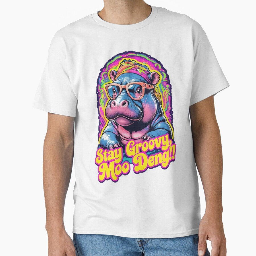 Still cool in the style of moo deng hippo! by - Adult & Kids T-Shirts, Sweatshirts & Hoodies apparel design preview 1
