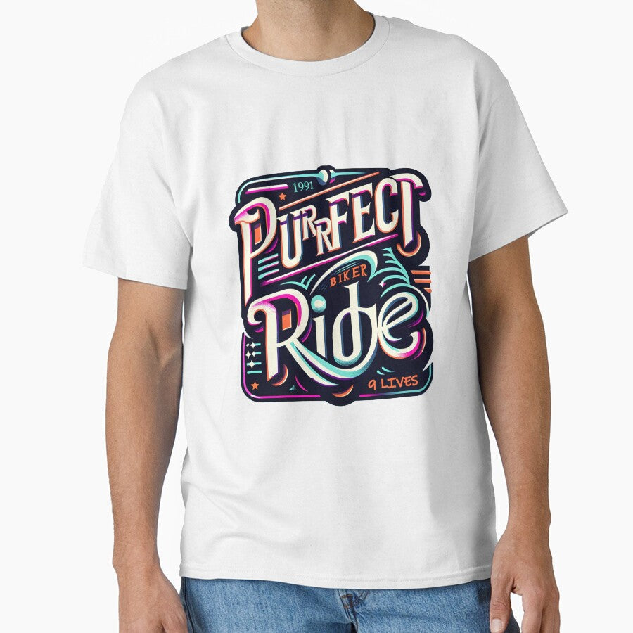 Purrfect ride Typography by İlker Berk Ergan - Adult & Kids T-Shirts, Sweatshirts & Hoodies apparel design preview 1