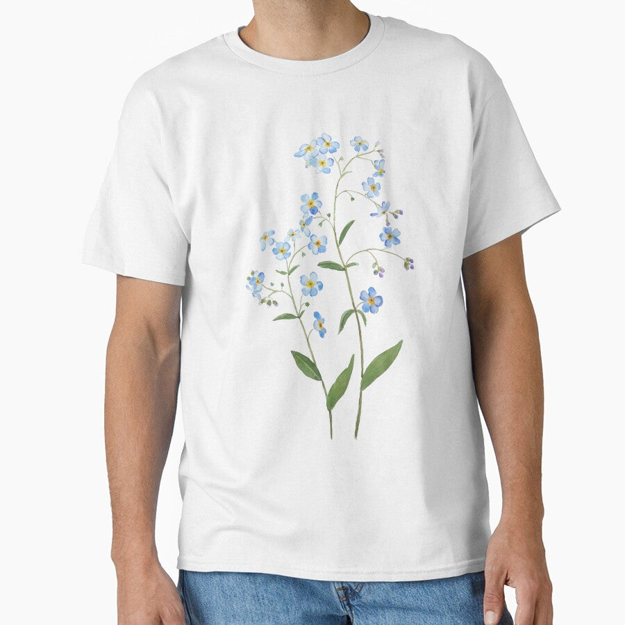 Hand painted blue forget me not flowers 2021 - Adult & Kids T-Shirts, Sweatshirts & Hoodies apparel design preview 1