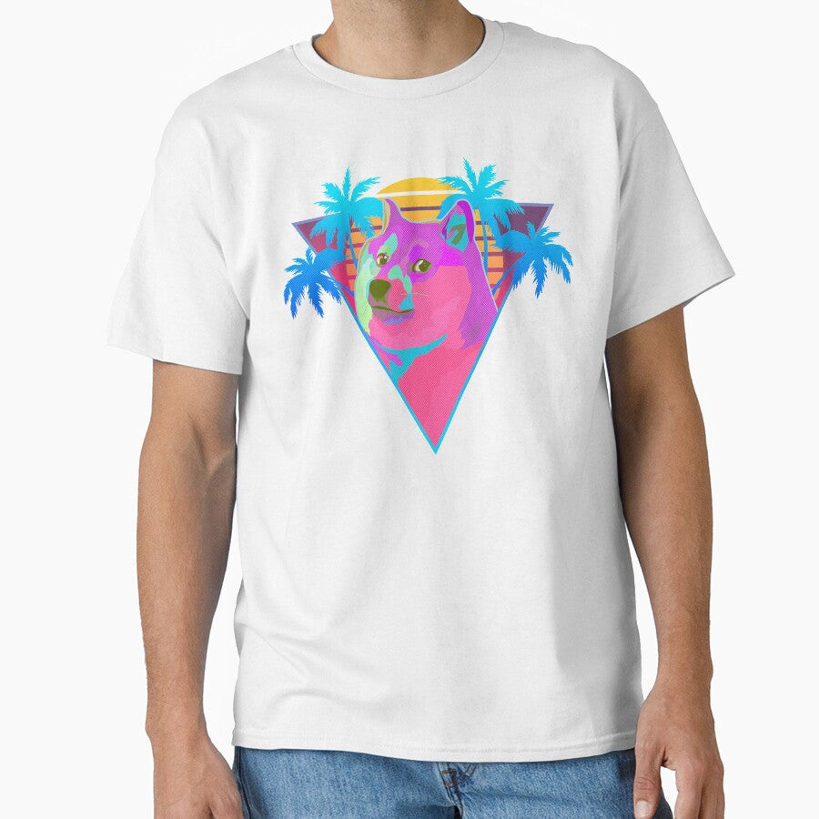 Retro 80s Vaporwave Shiba Inu Cheems Dog Meme design - Adult & Kids T-Shirts, Sweatshirts & Hoodies apparel design preview 1