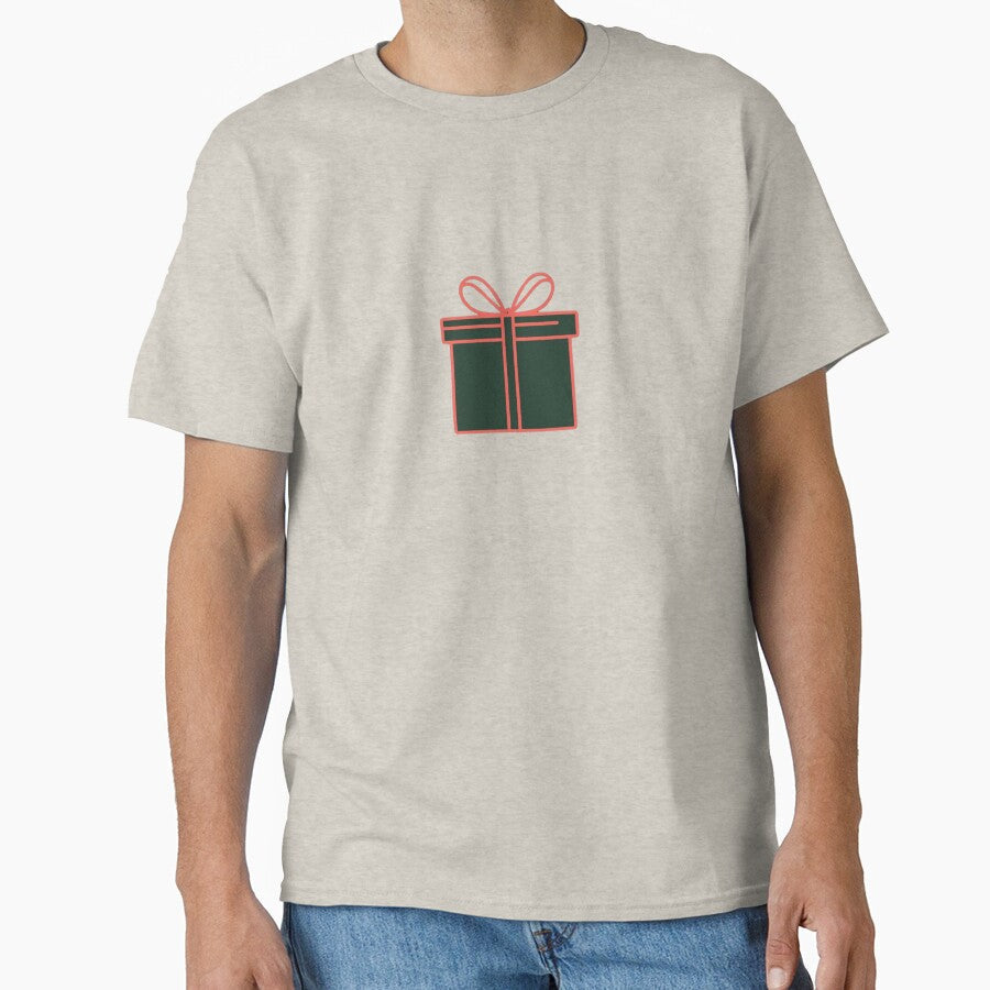 Minimalist Green Gift Box Outline with Ribbon Holiday - Adult & Kids T-Shirts, Sweatshirts & Hoodies apparel design preview 1