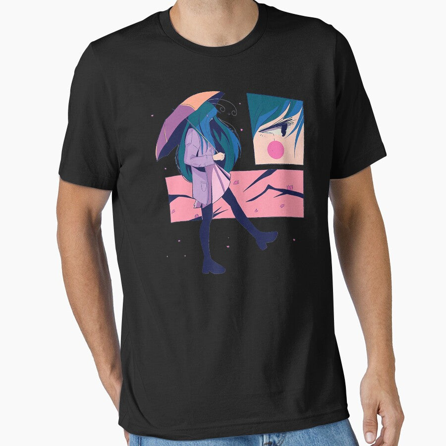 Aesthetic Anime Girl Japanese Cherry Blossom Lofi - Adult & Kids T-Shirts, Sweatshirts & Hoodies apparel design preview 1