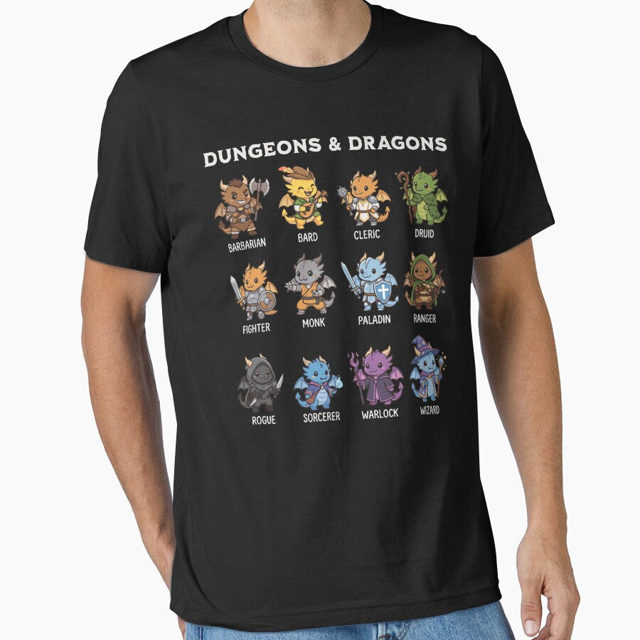 Dungeons Dragons All DnD Classes by sunburstrpg - Adult & Kids T-Shirts, Sweatshirts & Hoodies apparel design preview 1
