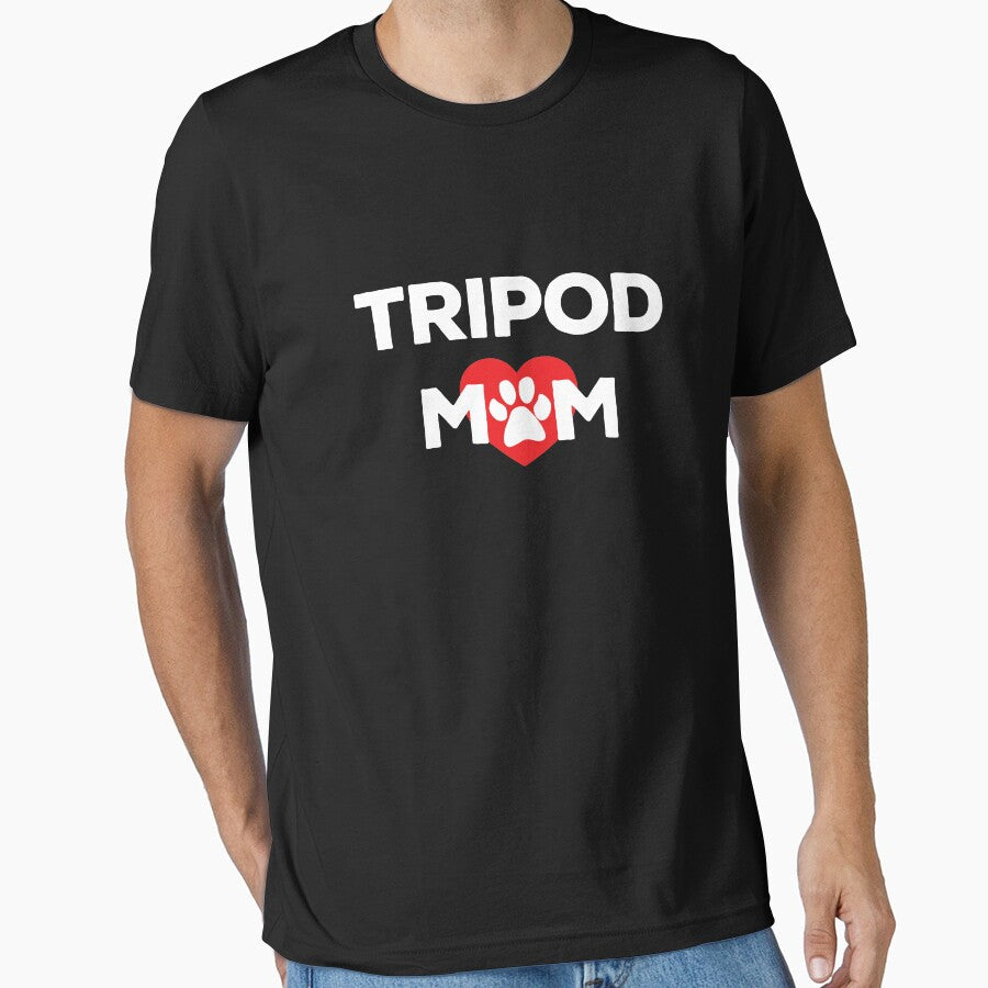 Tripod Mom 3-Legged Dog Paw Amputee Love and Hearts - Adult & Kids T-Shirts, Sweatshirts & Hoodies apparel design preview 1