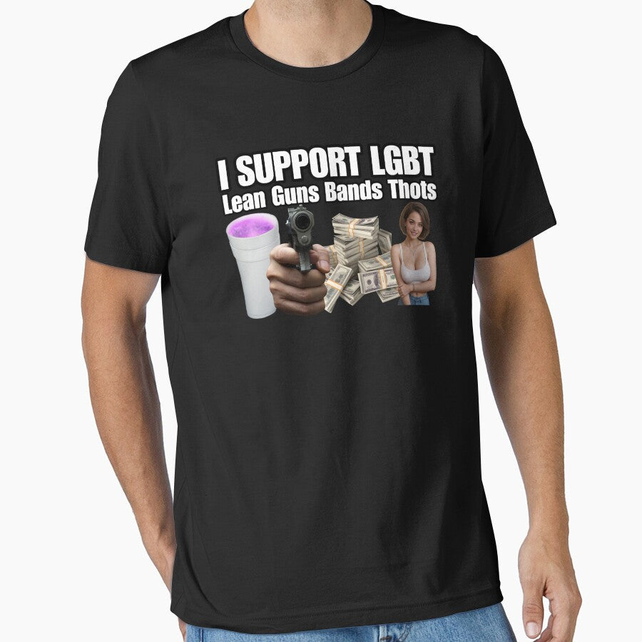 I Support LGBT Lean Guns Bands Thots. Funny Acronym - Adult & Kids T-Shirts, Sweatshirts & Hoodies apparel design preview 1