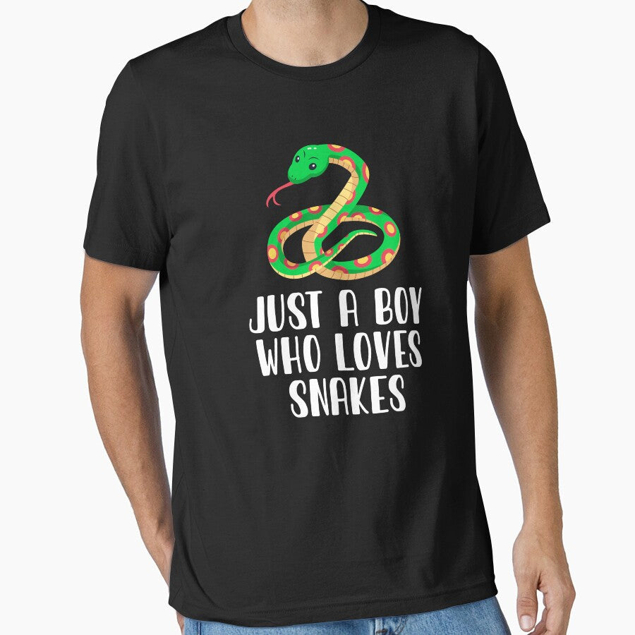 Just A Boy Who Loves Snakes by CosmoKitsch - Adult & Kids T-Shirts, Sweatshirts & Hoodies apparel design preview 1