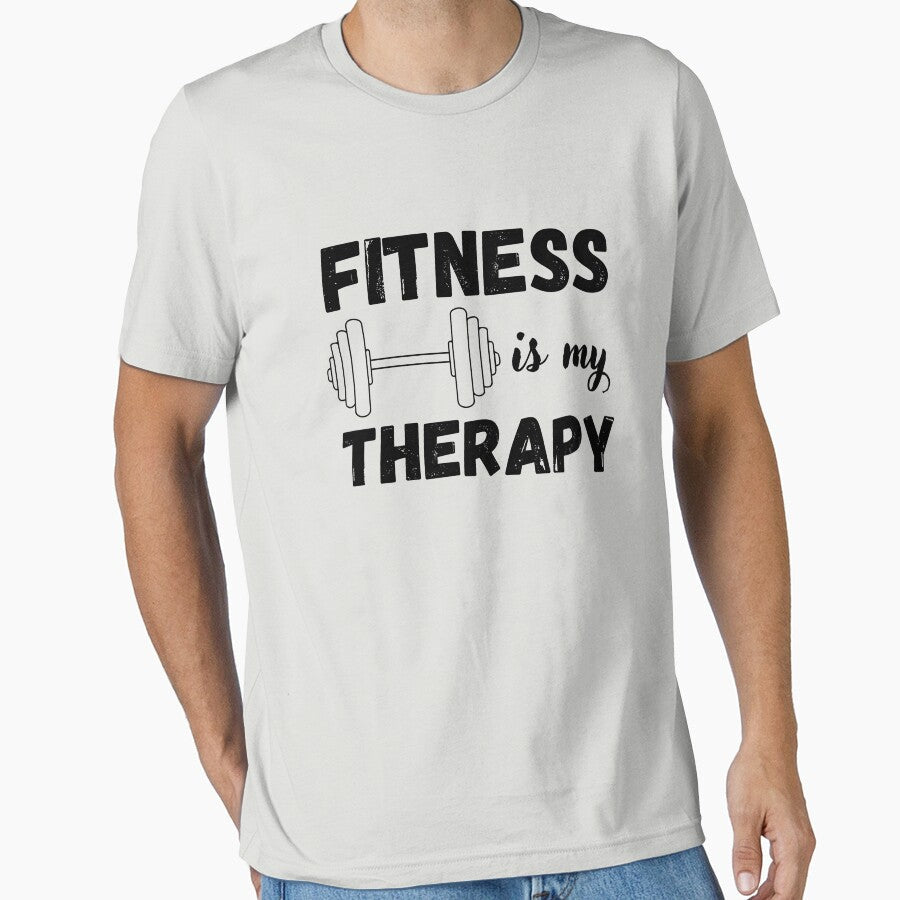 Fitness Is My Therapy Gym Motivation Quote by - Adult & Kids T-Shirts, Sweatshirts & Hoodies apparel design preview 1