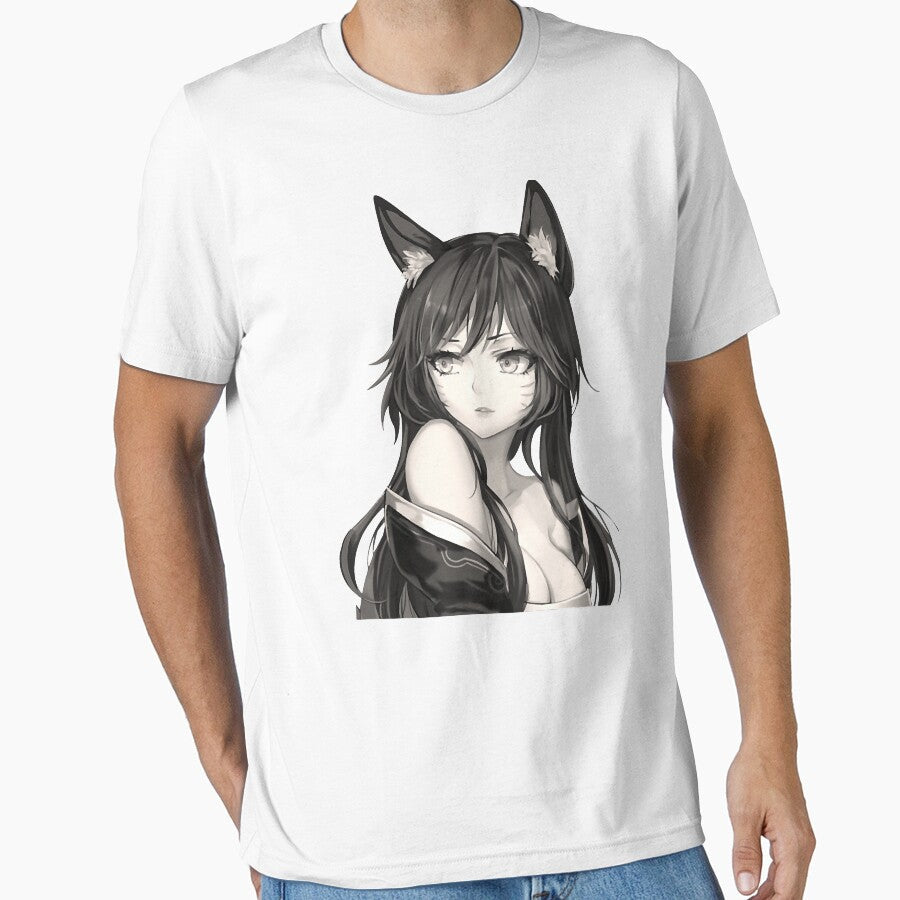 Anime Aesthetic Girl Japanese Foxy Sexy Eyes Cat Ears - Adult & Kids T-Shirts, Sweatshirts & Hoodies apparel design preview 1