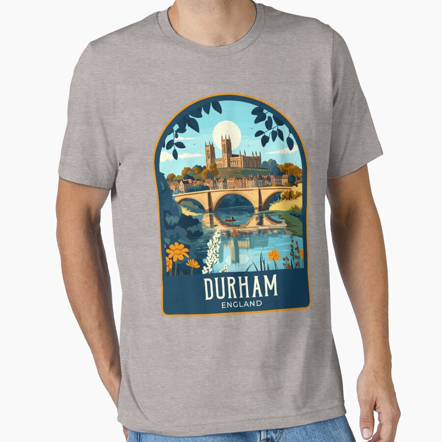 Durham Vintage Travel Illustration by HomeLivingCo - Adult & Kids T-Shirts, Sweatshirts & Hoodies apparel design preview 1