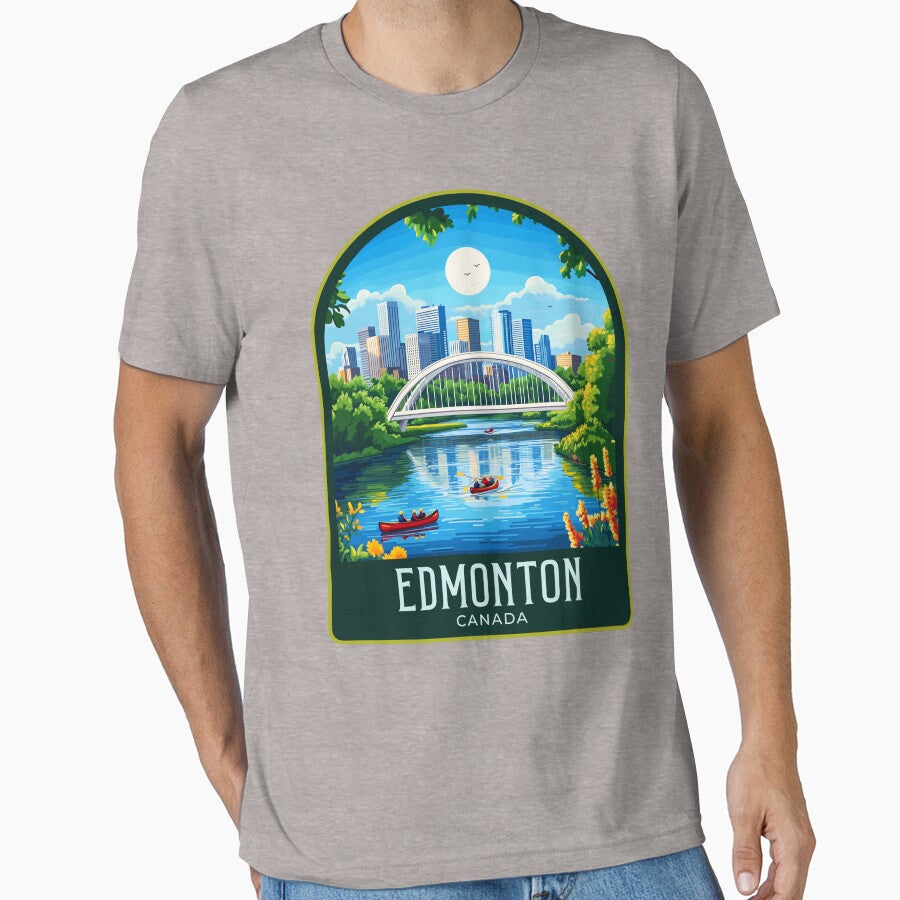Edmonton Vintage Travel Illustration by HomeLivingCo - Adult & Kids T-Shirts, Sweatshirts & Hoodies apparel design preview 1
