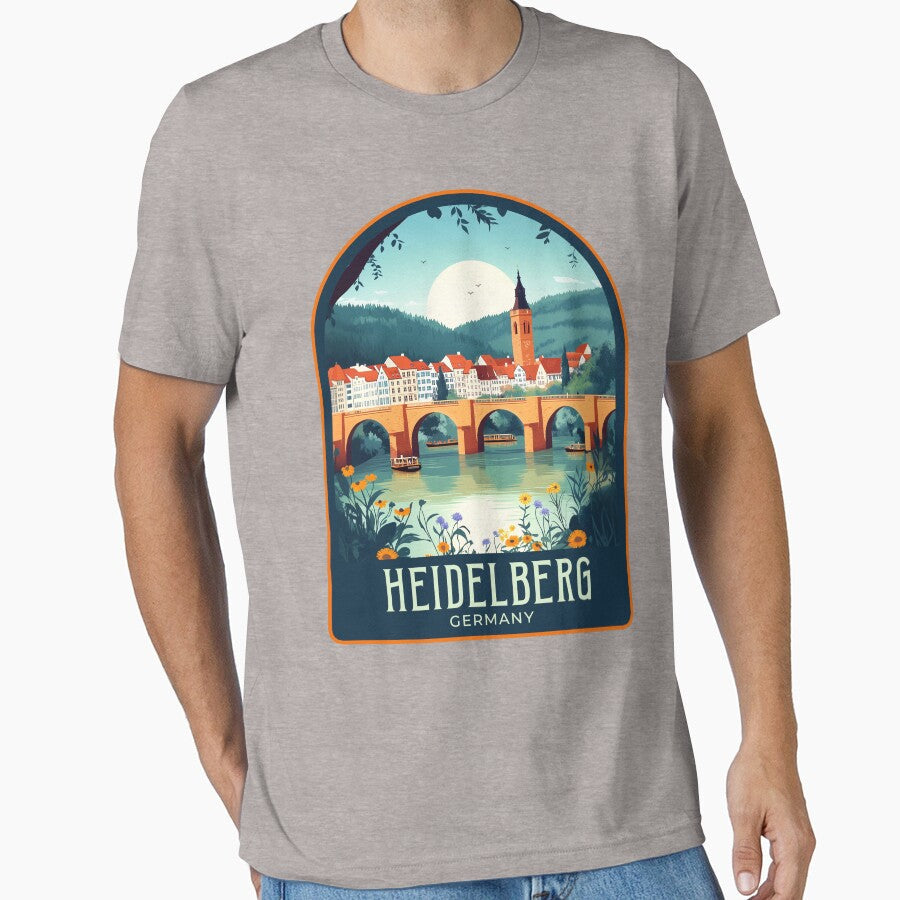 Heidelberg Vintage Travel Illustration by - Adult & Kids T-Shirts, Sweatshirts & Hoodies apparel design preview 1