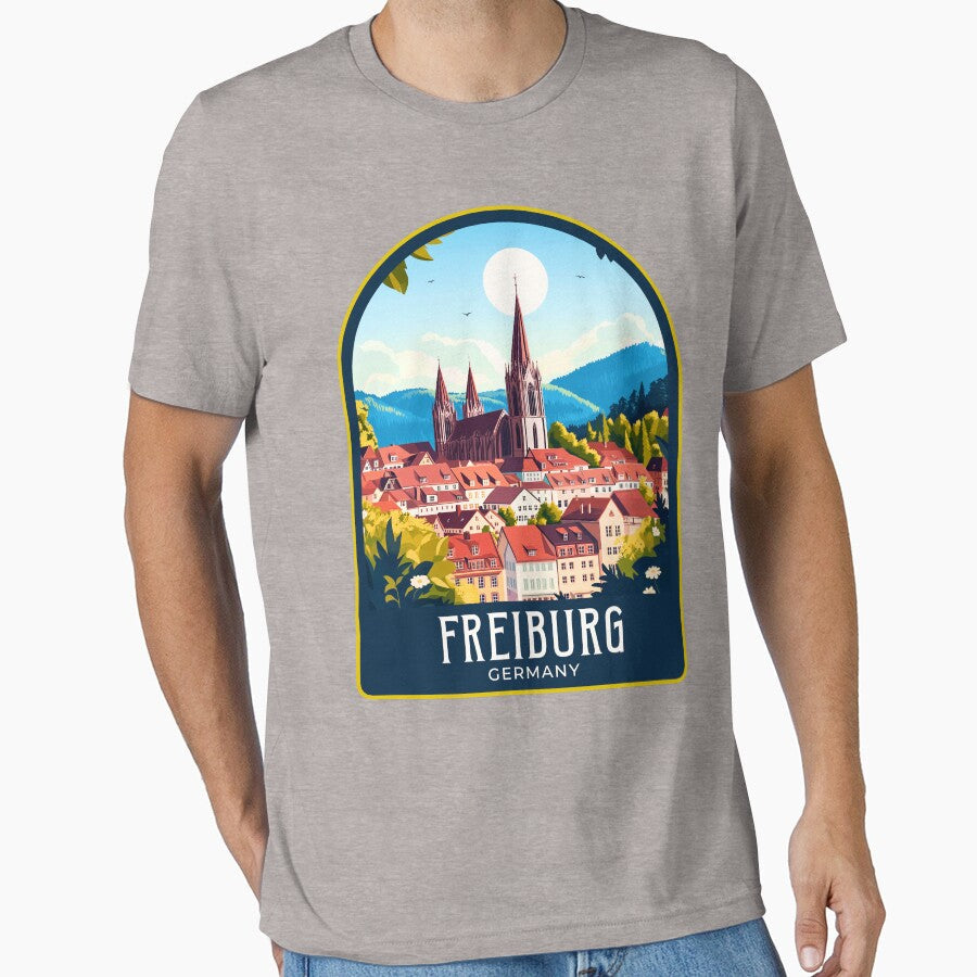 Freiburg Vintage Travel Illustration by HomeLivingCo - Adult & Kids T-Shirts, Sweatshirts & Hoodies apparel design preview 1