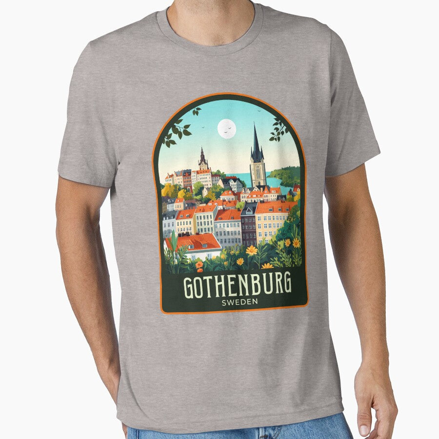 Gothenburg Vintage Travel Illustration by - Adult & Kids T-Shirts, Sweatshirts & Hoodies apparel design preview 1