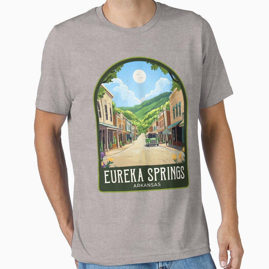 Eureka Springs Vintage Travel Illustration by - Adult & Kids T-Shirts, Sweatshirts & Hoodies apparel design preview 1