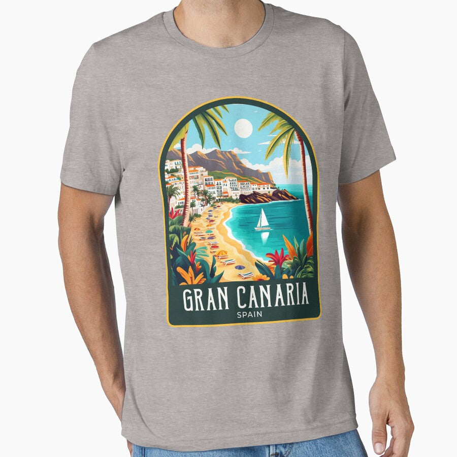 Gran Canaria Vintage Travel Illustration by - Adult & Kids T-Shirts, Sweatshirts & Hoodies apparel design preview 1
