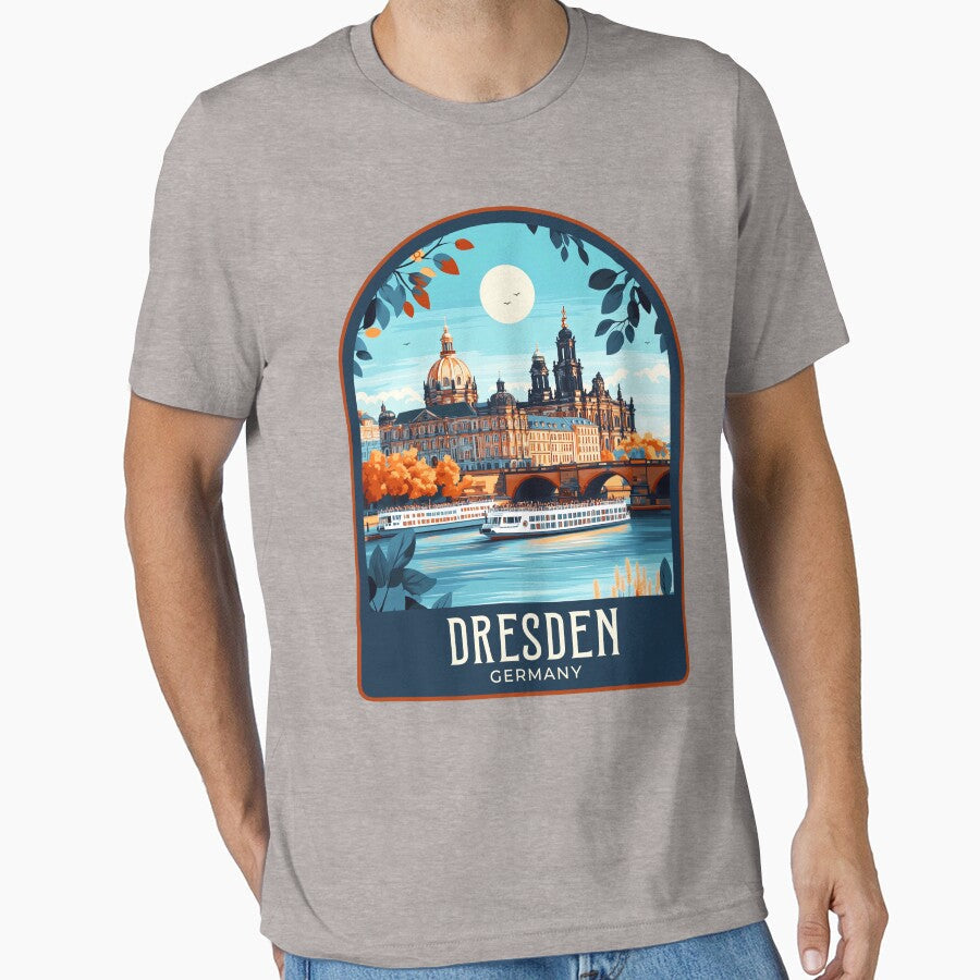 Dresden Vintage Travel Illustration by HomeLivingCo - Adult & Kids T-Shirts, Sweatshirts & Hoodies apparel design preview 1