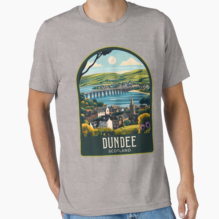 Dundee Vintage Travel Illustration by HomeLivingCo - Adult & Kids T-Shirts, Sweatshirts & Hoodies apparel design preview 1