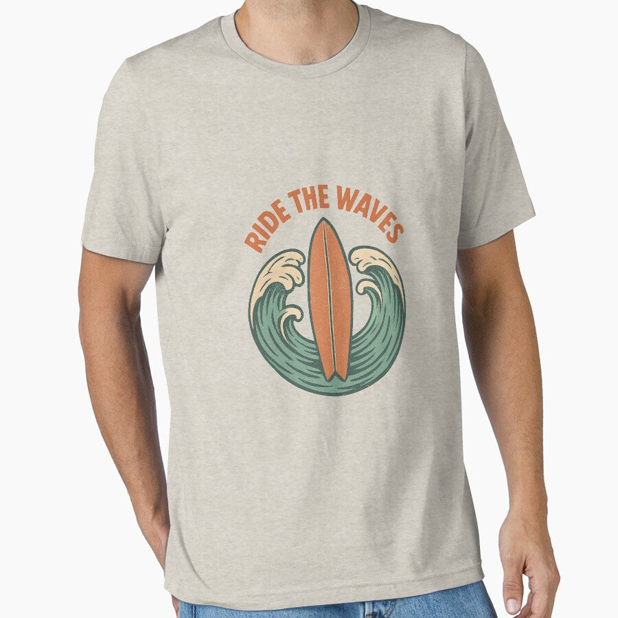 Ride the Waves Retro Surfboard Ocean Vintage - Adult & Kids T-Shirts, Sweatshirts & Hoodies apparel design preview 1